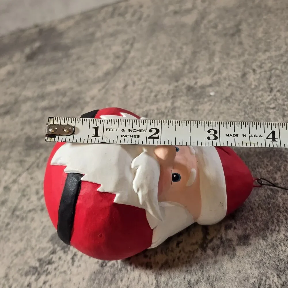 Vintage Charming Rustic Hand Painted Large Gourd Santa Artist Signed Jolly Folk